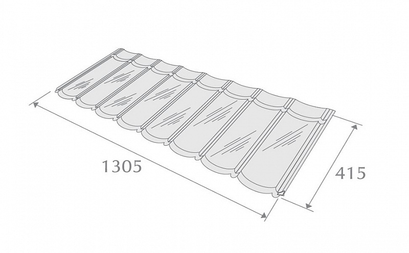 Композитная черепица METROTILE Галло кофе, 1305*415 мм